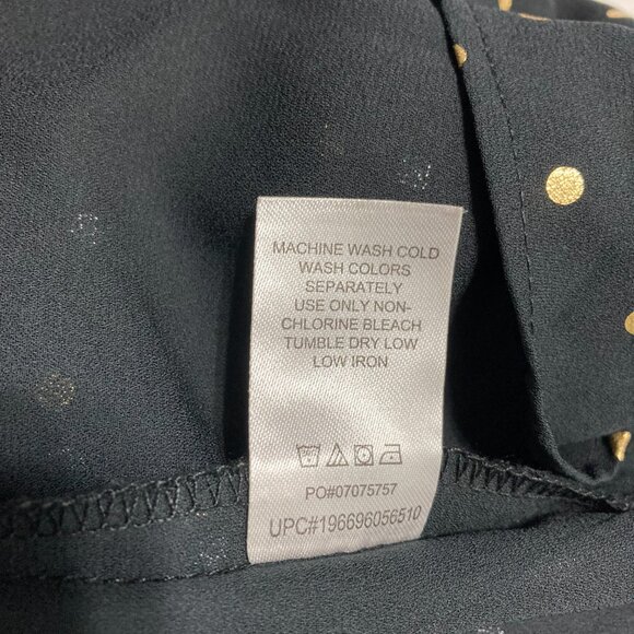 June + Vie Womens Blouse Wrap Top Black Gold Metallic Sheer Polka Dot 24W - Picture 8 of 11